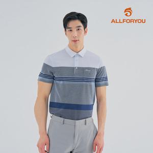 [올포유] [모델착장] 남성 선염 스트라이프 카라 반팔 티셔츠 AGTYM3141-100