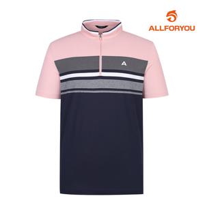 [올포유] 남성 라인 컬러 블록 반집업 반팔 티셔츠 AMTHM3381-403