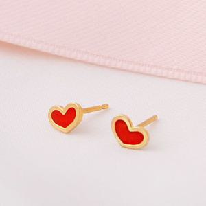 14K GF 골드필드 핀 하트 귀걸이 블리하트