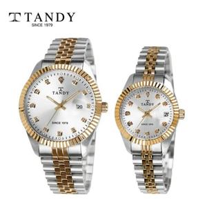 [TANDY] 탠디 럭셔리 커플 메탈 손목시계(오스트리아 스톤 식입) T-3909 골드콤비 2종택 1