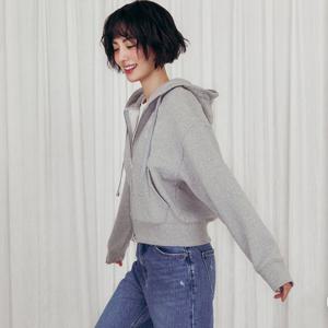 [플랙진]여성 아플리케 로고 후드 집업 (PWTI1HZL40W)