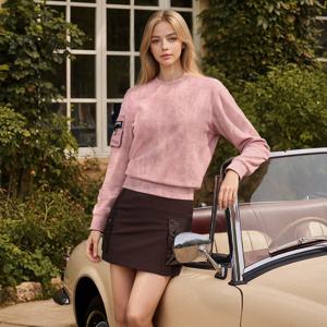 챌린저 여성 타이다이 아트웍 라운드 맨투맨 티셔츠 핑크 CHE3WLT5723PK