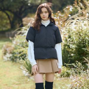 챌린저 여성 파우더터치 반팔 후디 구스다운 자켓 블랙 CHD4WJK4802BK