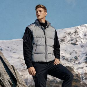 챌린저 남성 배색 디테일 하이넥 다운 베스트 라이트그레이 CHE4MVT5408LG