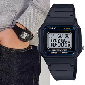 카시오 7년배터리 학생 방수 전자 스포츠 군인시계 W-217H-1AVDF