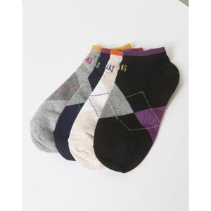 [닥스ACC][선물포장/쇼핑백동봉] 체크배색 면혼방 여성발목양말 4족세트 DBSS4E902