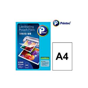 프린텍 기계 코팅 필름 G1040 A4 100매 100mic 코팅필름 라미네이팅파우치 라미네이팅필름 코팅지 코팅용지