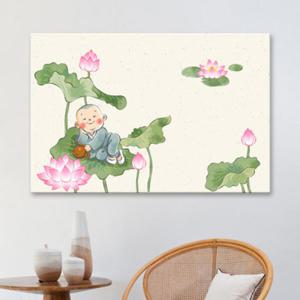 아트박스/꾸밈 it256-동자승의일상_연꽃_중형노프레임