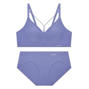 스트링 푸쉬업 심리스 브라 팬티 세트 - 블루