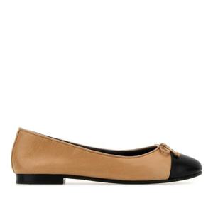 토리버치 베이지 나파 가죽 보우 발레리나 플랫 154513 200