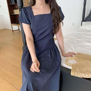 [다잇템]여성 스퀘어넥 롱 나일론 벌룬 드레스