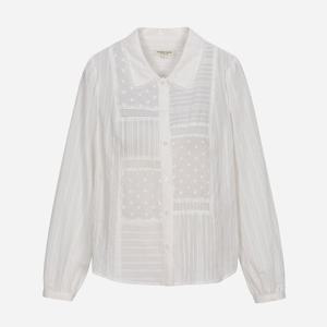 [써스데이아일랜드][여성]소재 믹스 셔츠형 블라우스(T256MBL161W)