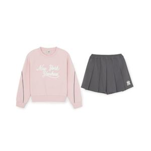 MLB 키즈 스포티브 애슬레저 카라 맨투맨세트(여아)  (7FS2A0361-50PKL)