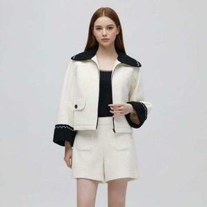 [에고이스트] (ES1WJ160) 밑단 스트링 A라인 트위드 자켓