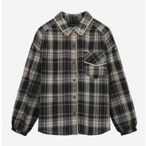 [써스데이아일랜드](T258MBL242W)오버핏 풀오픈 체크 셔츠