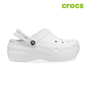 [크록스]클래식 플랫폼 라인드 클로그 여성 털샌들  207938-100