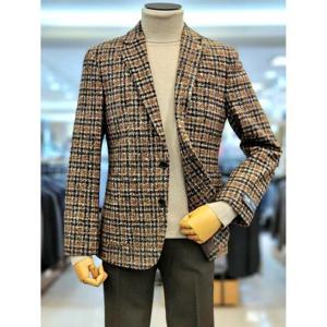 바쏘옴므 세이브존03 바쏘옴므 24FW 가을겨울 이태리수입원단 울 실크 체크 자켓 WSAG3JS10AA