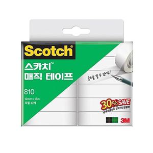 3M 스카치 매직테이프 810R-12 12x18M 세이빙 팩30 스카치테잎 매직테이프 불투명테이프 오피스용품 문구테