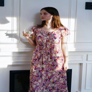 (85-100)살랑살랑 가벼운 꽃나염 컵드레스 실내복원피스잠옷WGN7172