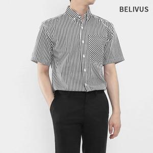 빌리버스 남성 스트라이프 반팔 셔츠 버튼다운 카라 남방 BBI045
