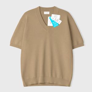 [리빌모아]남자 센느 하찌 브이넥 반팔 니트티 AT-KNH-Q007-모카