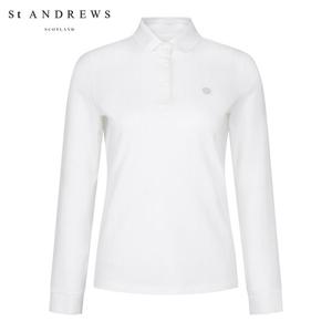 [세인트앤드류스] 여성 웨이브 커프스 골조직 카라 티셔츠 821E3TO107_WH