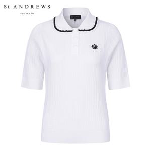 [세인트앤드류스] 여성 케이블 프릴 카라 반팔 니트 821E3SR101_IV