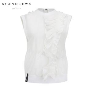 [세인트앤드류스] 여성 사선 스모킹 프릴 베스트 821E3JV101_WH