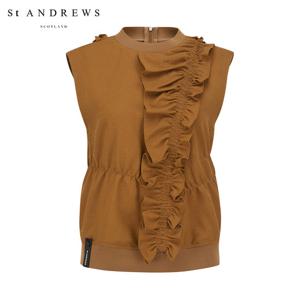 [세인트앤드류스] 여성 사선 스모킹 프릴 베스트 821E3JV101_BR