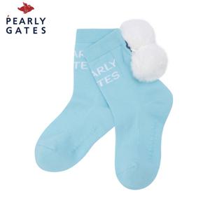[파리게이츠] 파리게이츠 여성 탈착 폼폼 배색 로고 중목 양말 521E3SC003_BL