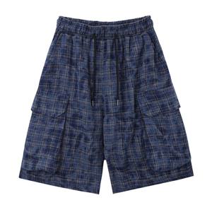 [리빌모아]남자 체크 카고 밴딩 하프팬츠 DS-PTH-Q194-파랑