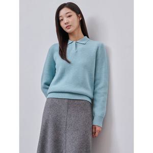 [빈폴레이디스]울 와플 조직 T칼라 풀오버 민트 (BF4951C05L)