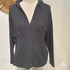 르피타 HC06 후드 단추 가디건(블랙) L244BKTA51