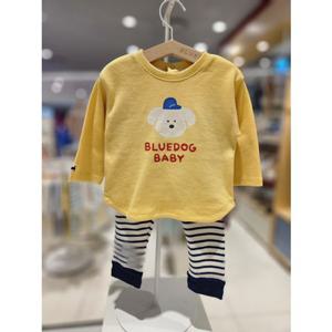 블루독베이비[hu] 25.FW겨울신상 YE)도기포인트상하세트 45C70-672-12 상하복 등원복 맨투맨상하복 실내복