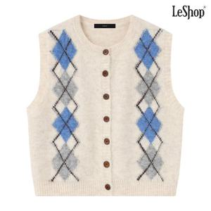 [르샵]아가일 라운드 버튼업 니트 베스트 (DP4VW002A)