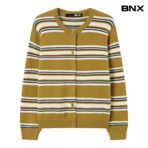 [비엔엑스]라운드 배색 스트라이프 니트 가디건 (BX4CD019L0)