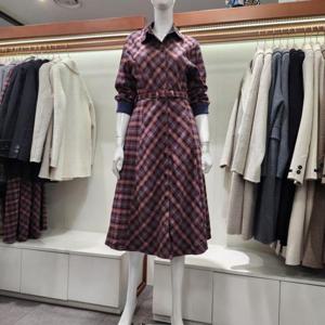 수스 HC04 셔츠카라 체크 밸티드 원피스 S254BOPA01