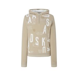 닥스 골프 여성 25FW PREMIUM 베이지 레터링 자카드 미니 후드 반집업 니트 탑 DNSW5D715I3