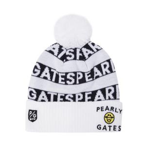 M 파리게이츠골프모자 NQC 531D4CPA01_WH 공용 스마일 폼폼이 레터링 니트 비니