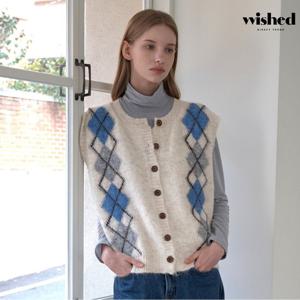 [위시드]아가일 패턴 니트 베스트 (WICDVT003)