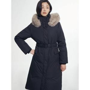 [빈폴레이디스] 퍼 후드 롱기장 다운 점퍼  블랙 (BF5Y38C055)