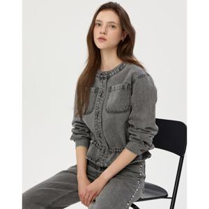 질스튜어트 뉴욕 여성 25FW 시즌오프 연예인착용그레이 워싱 흑청 코튼 청자켓 데님점퍼 JSJA5D260G1