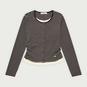 [행텐 틴즈]여성 웨일 스트라이프 가디건 레이어드 티셔츠_100(10560-131-206-45)