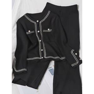 [예쎄][예쎄] (2종SET)파이핑 니트 가디건+니트 팬츠(S3WSE003A)