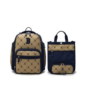 M MLB백팩 GQC 7ABKMD35N-43NYS 자카드 모노그램 3PCS 책가방 세트 보스턴 레드삭스
