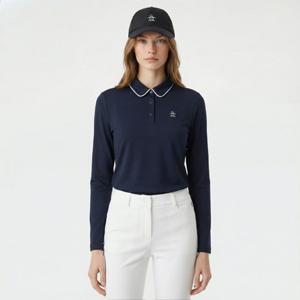 [먼싱웨어]여성 카라 포인트 긴팔 티셔츠 네이비 MR122LTL13