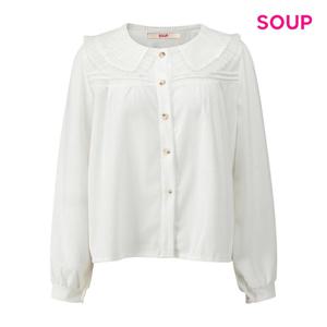 [숲]와이드 프릴 빅 카라 셔링 블라우스 S5CLS06