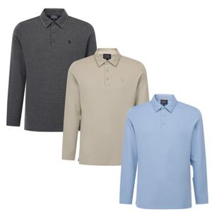 [파리게이츠]511F1TO103-남성 텍스처 믹스 카라 피케 긴팔티셔츠-(26년S S)