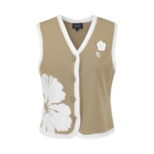 파리게이츠골프조끼 NQC 521E1SV202_BG 여성 플로럴 크로셰 투톤 니트 베스트