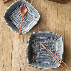 이천도자기 돌비 그레이 사각샐러드 접시 2호 25cm 식기 그릇 플레이트